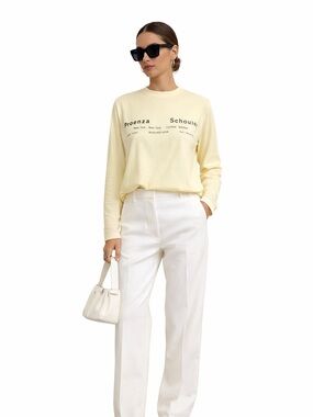 Proenza Schouler Butter Yellow Spring Graphic Long Sleeve Tee size Small